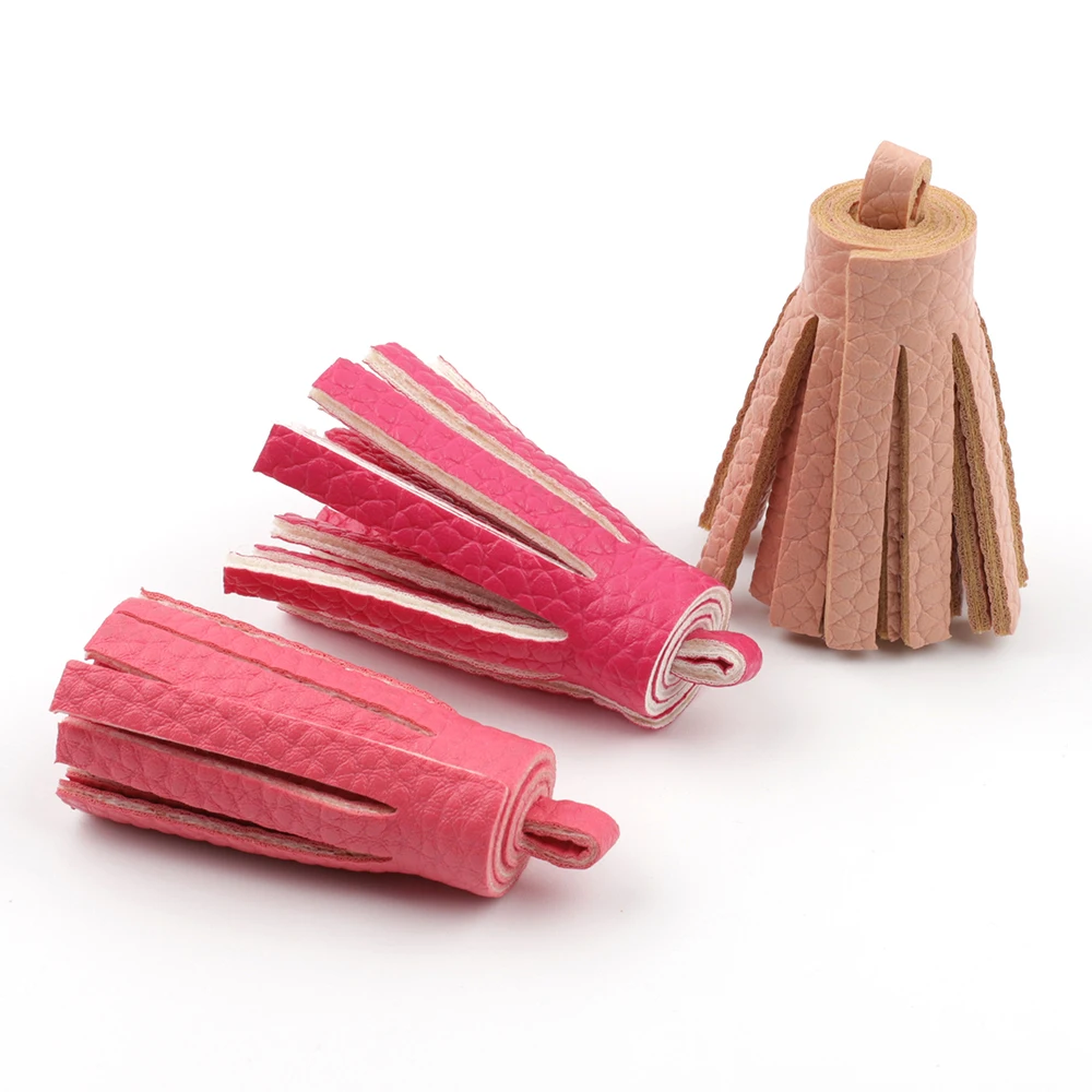 5pcs/lot Leather Tassle Chunky Pendant For Earring Necklace Jewelry Making HandBag Bag Pendant Charm 23 Colors