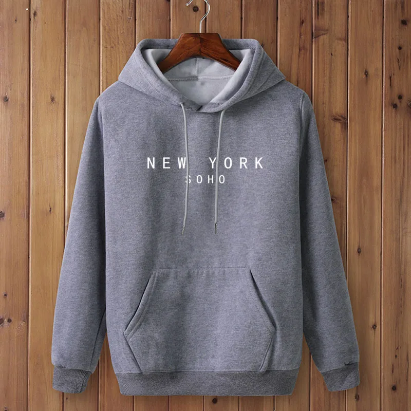 NEW YORK SOHO Letter women /men Sweatshirt Hoody Casual Funny Sweatshirt For female Top Tee Hipster Black White Gray Drop Ship