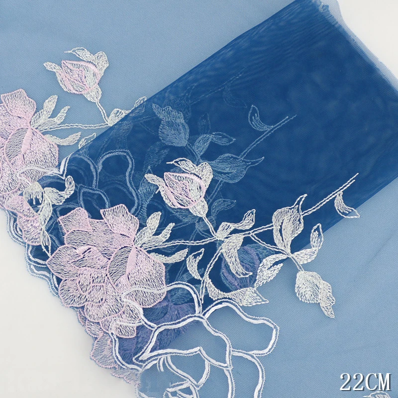 

26 ярдов, роза, Цветочная вышивка, искусственная кружевная отделка, ткань для «сделай сам», бюстгальтер, нижнее белье, одежда, нижнее белье, Ширина 22 см