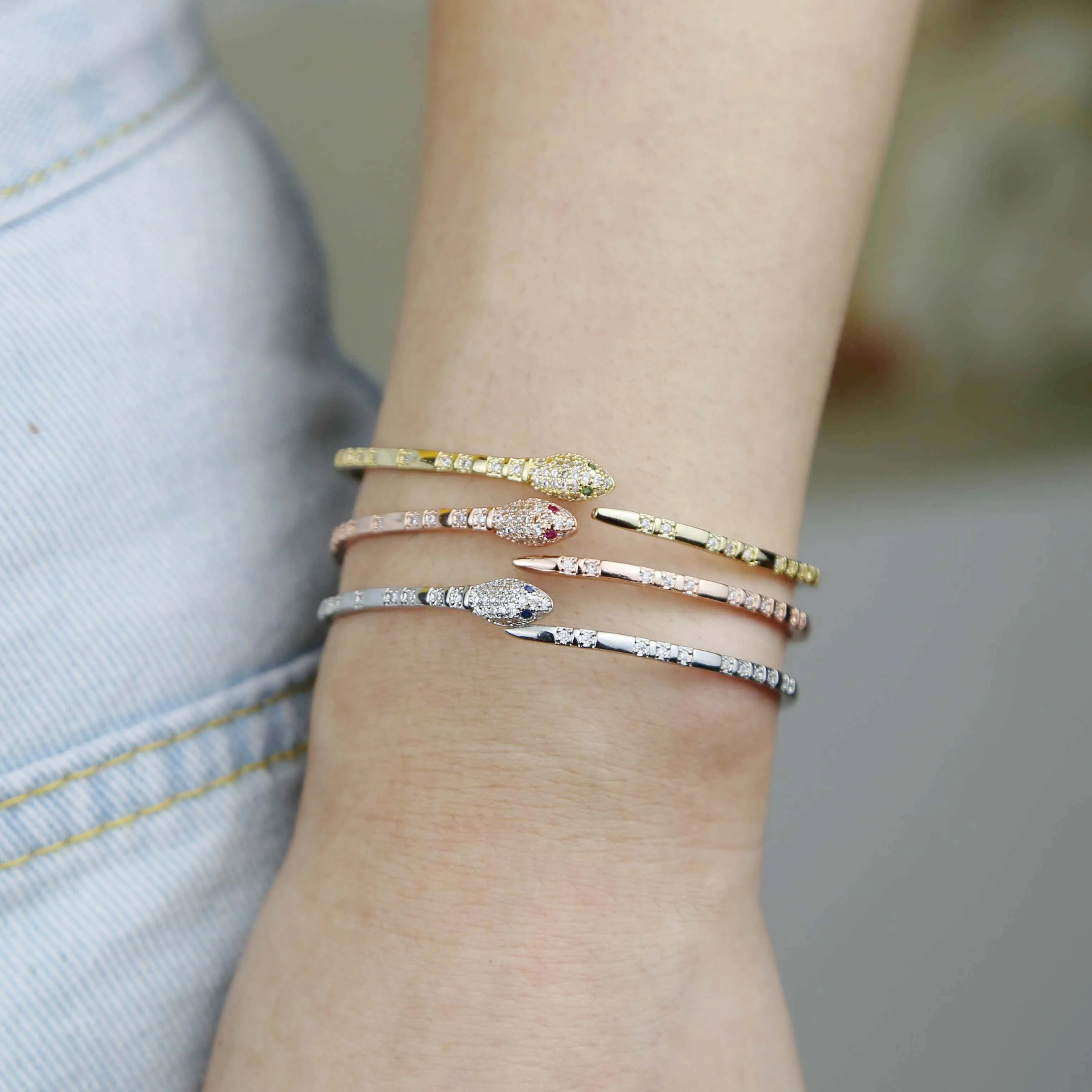 NEW 2020 Fashion Snake Charm Bracelets For Elegant Women Cubic Zirconia snake Bracelet & Bangle Adjustable Pulseras Mujer