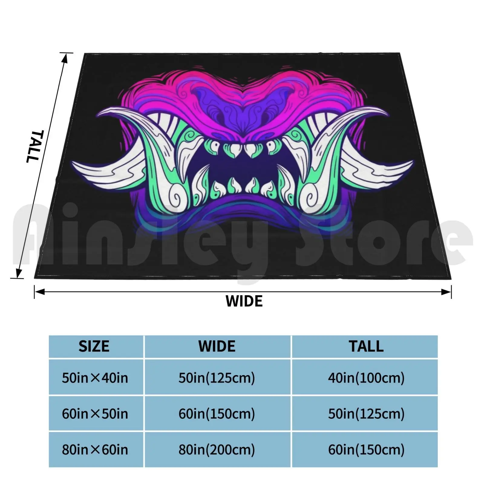 Blanket Oni Tiger Demon 823 Oni Japan Japanese Demon Tiger Neon 80s Snarl Growl Furry Anthro