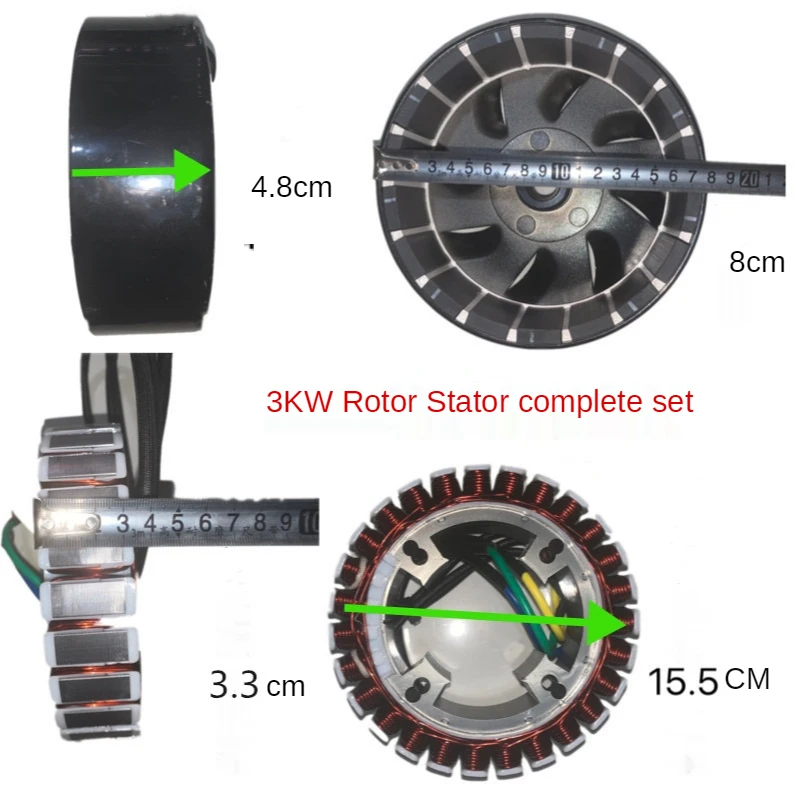 Electric vehicle range extended gasoline generator accessories 48v60v72v rotor stator 27-level pure copper coil 3000w 5000w