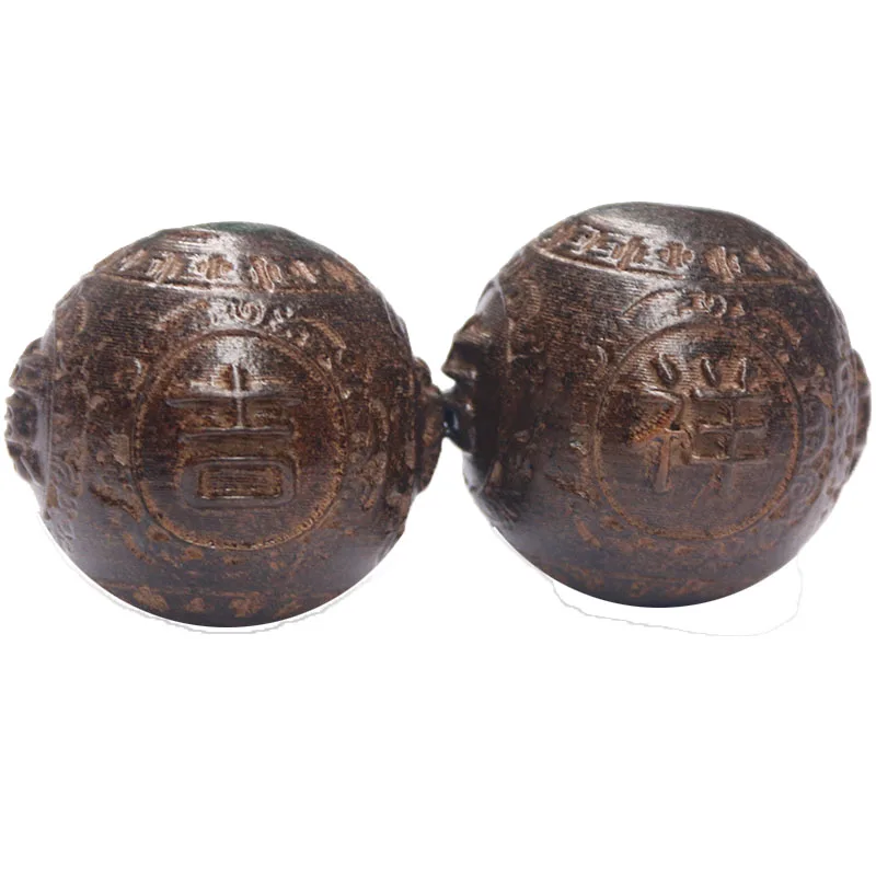 Fitness Ball Handball Elderly Solid Plate Objects Hand-Turned Wooden Health Ball Massage Pair Good Luck Carving