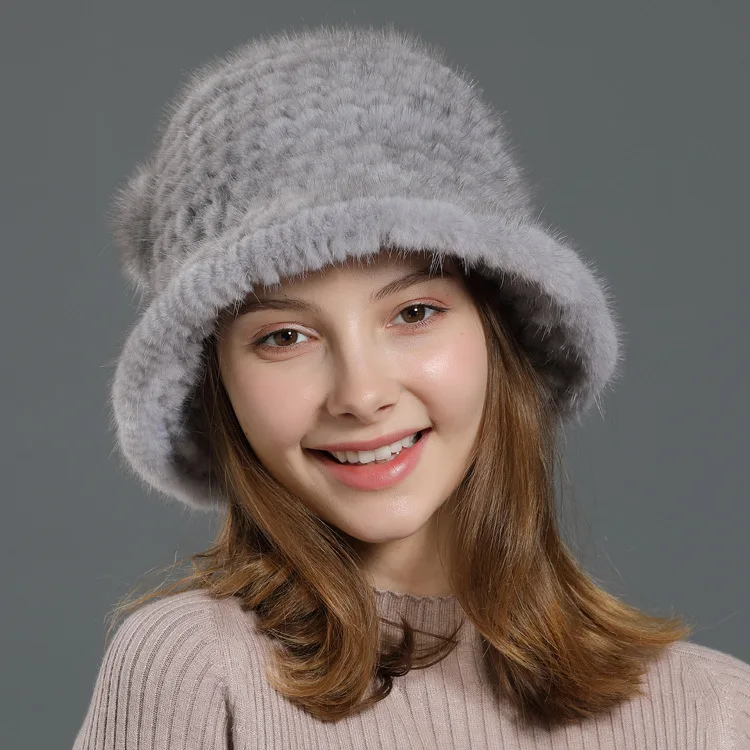 Winter Mink Fur Hat Female New Korean Casual Mink Hat Fur Hat Women Winter Mink Fur Warm Top Hat