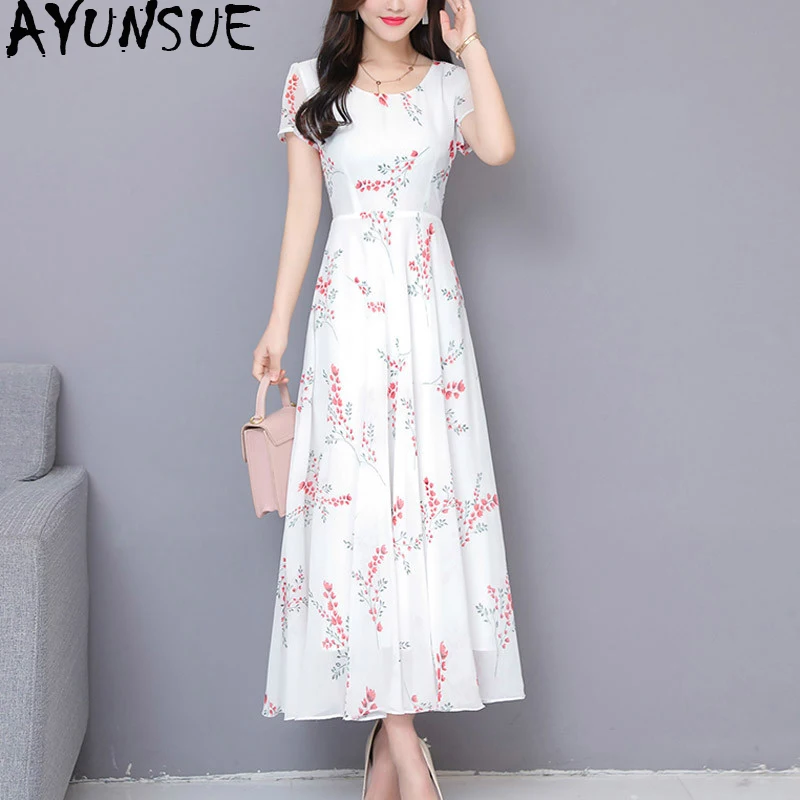 

Summer Floral Chiffon Dress Women 2020 Elegant Long Dress clothes Korean Maxi Beach Dresses for Women Vestidos 10863-X KJ4826