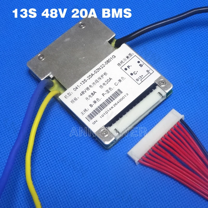 

Free Shipping 13S 48V 20A lithium battery BMS protection board 48V Li-ion/LiPo/LiMn Batteries BMS 48V Ebike battery BMS