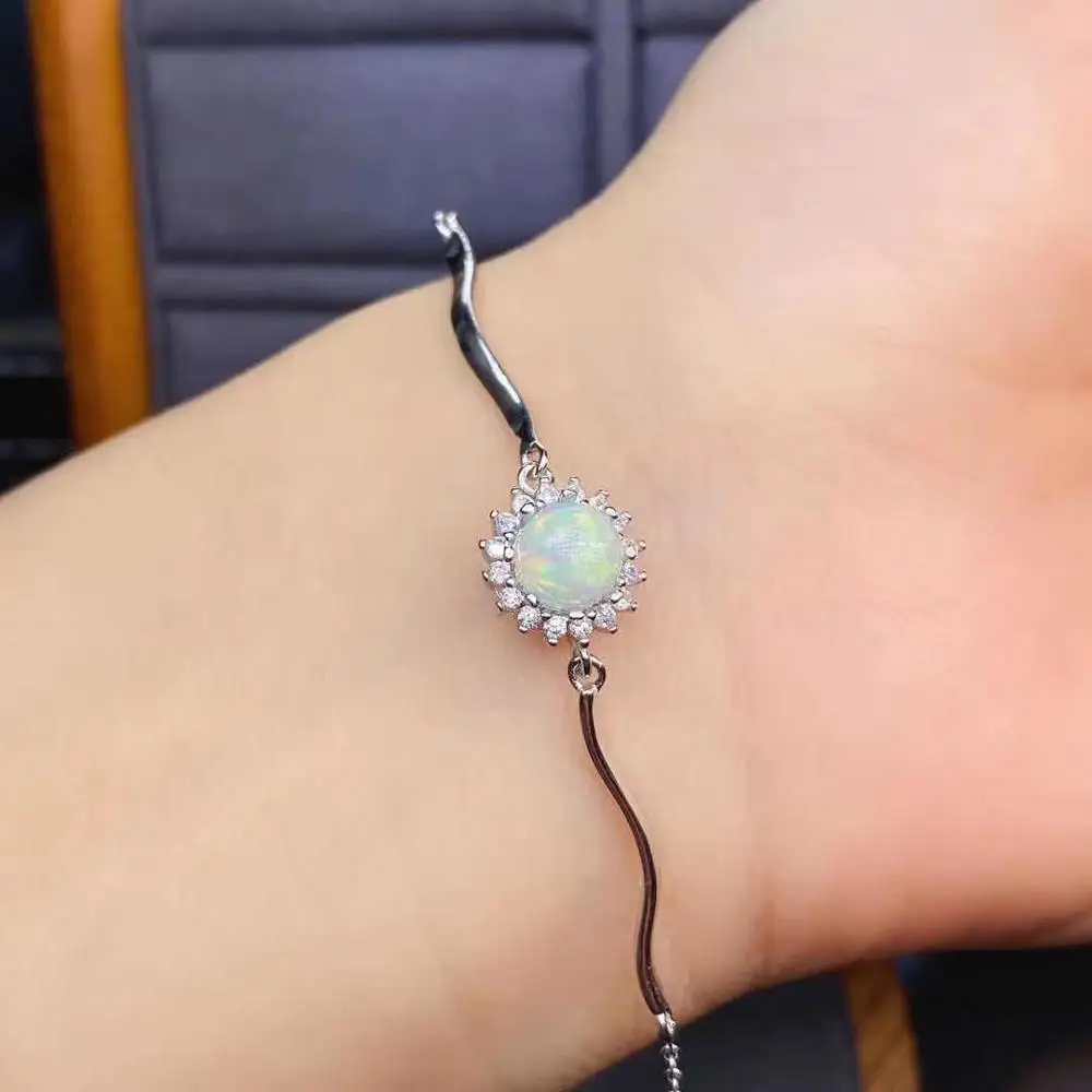 KJJEAXCMY Fine Jewelry 925 Sterling Silver inlaid opal lovely Woman's new hand bracelet support test