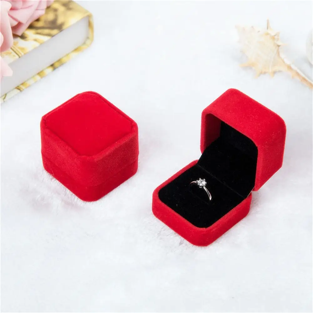 Samt Schmucks cha tulle achteckige Ohrring Ring Box Ehering Box Schmuck Display Inhaber Veranstalter Lagerung Geschenk verpackung Fall