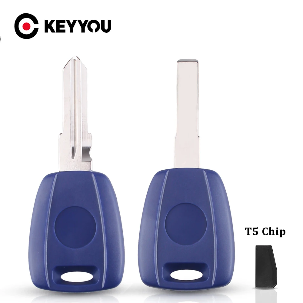 KEYYOU Replacement Transponder Key Shell Fit For Fiat Bravo Punto Ducato Daily Scudo Fob With T5 Chip SIP22/GT15R Uncut Blade