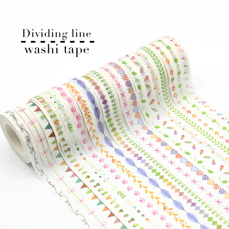 10M Divider Cute Kawaii  Washi Tape Set Journal Supplies Masking Tapes Washy Organizer Washitape Pastel Korean Stationery