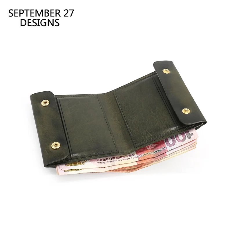 

Men Bifold Short Wallets First Layer Cow Leather Luxury Top End Women Vintage Hasp Credit Card Purses Clutch Bag