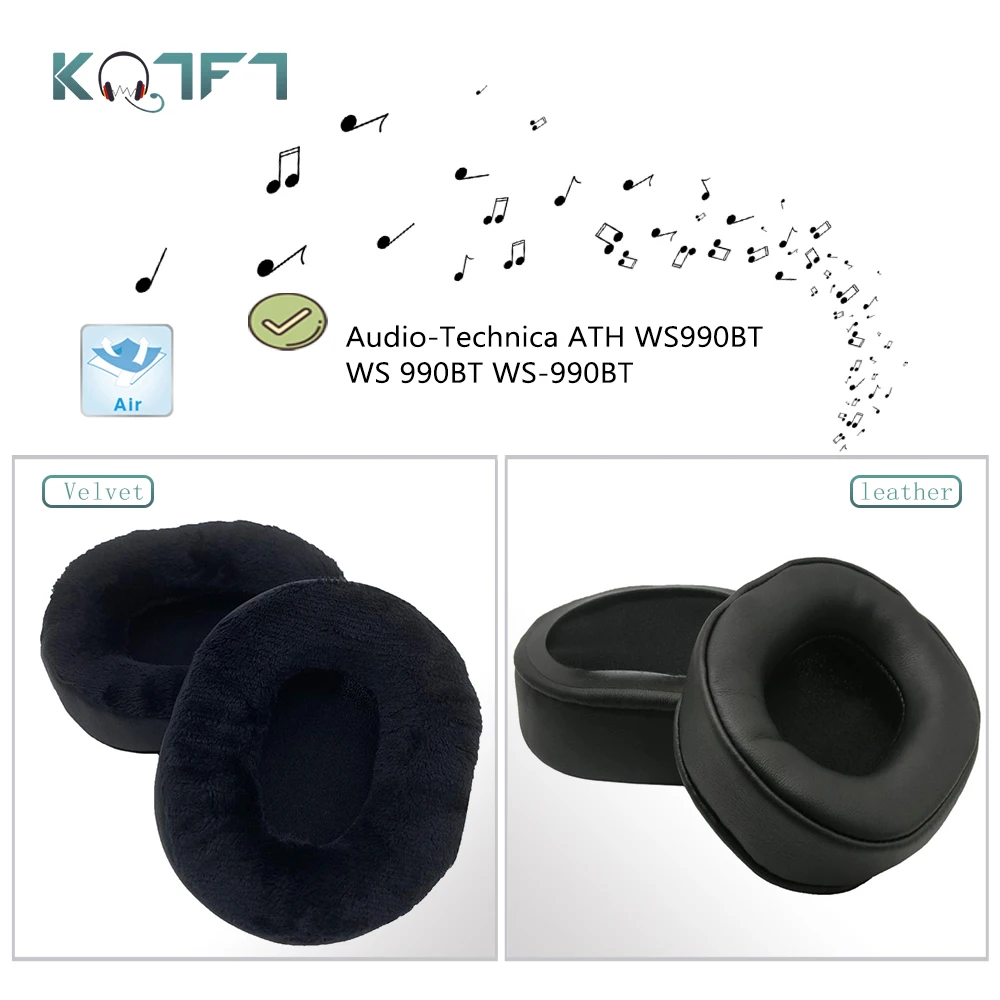 

KQTFT 1 пара бархатных Запасные подушечки для наушников для Audio-Technica ATH WS990BT WS 990BT WS-990BT гарнитура наушники чехол подушки чашки