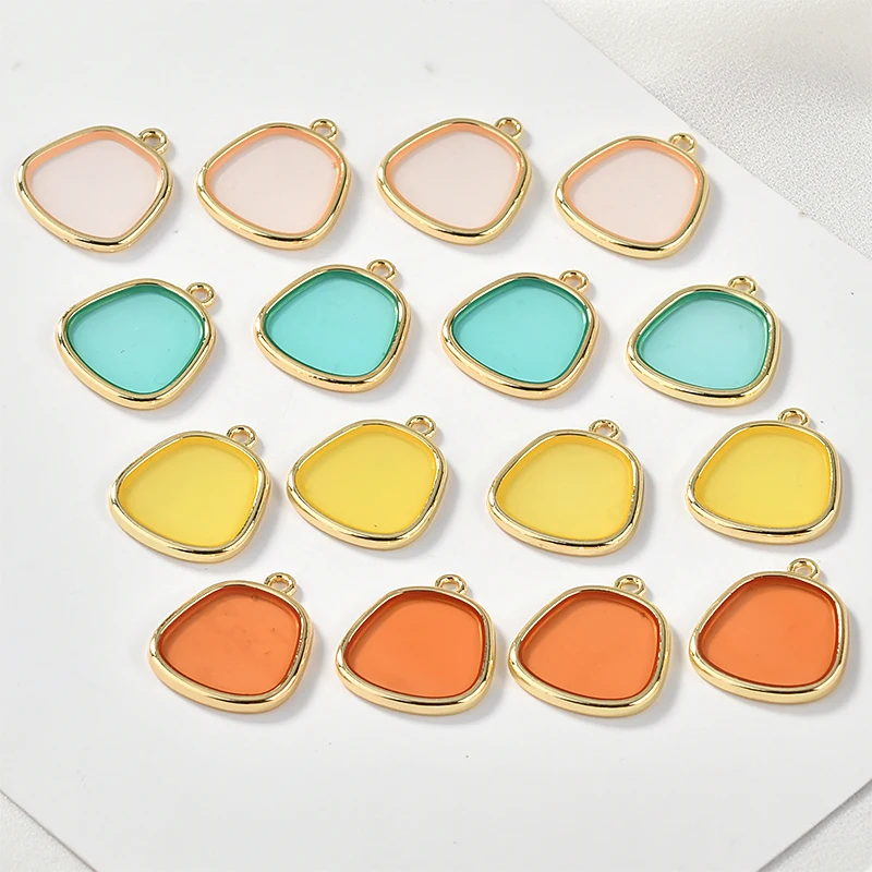 DIY handmade alloy drip oil transparent geometric color matching teen earrings material Accessories