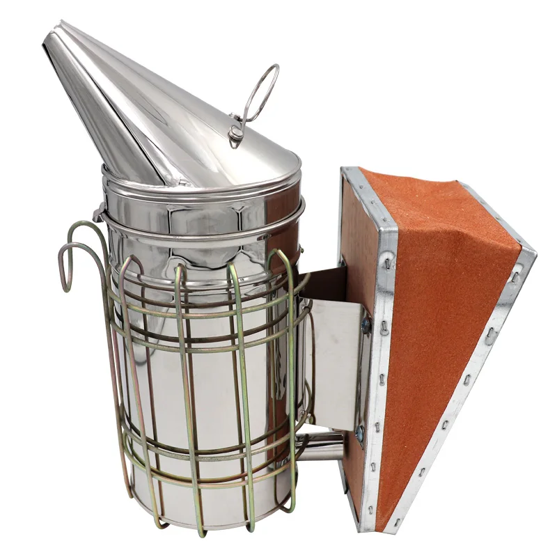 1 Pc Beekeeping Tool Stainless Steel Bee Hive Smoker Galvanized Iron With Heat Shield Protection Beekeeping Equipment