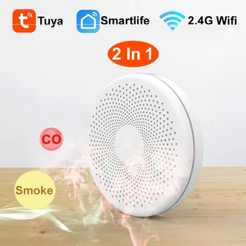 Tuya-Détecteur de fumée sans fil, alarme de monoxyde de carbone, capteur WiFi, alarme de gaz CO, protection contre les incendies, sécurité à domicile, vie intelligente