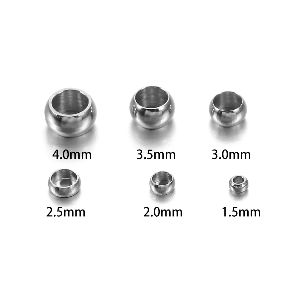 100-120Pcs/lot Stainless steel Round Big Hole Stopper Spacer Crimp Bead Wire Connector For DIY Jewelry Making Accessory Supplies