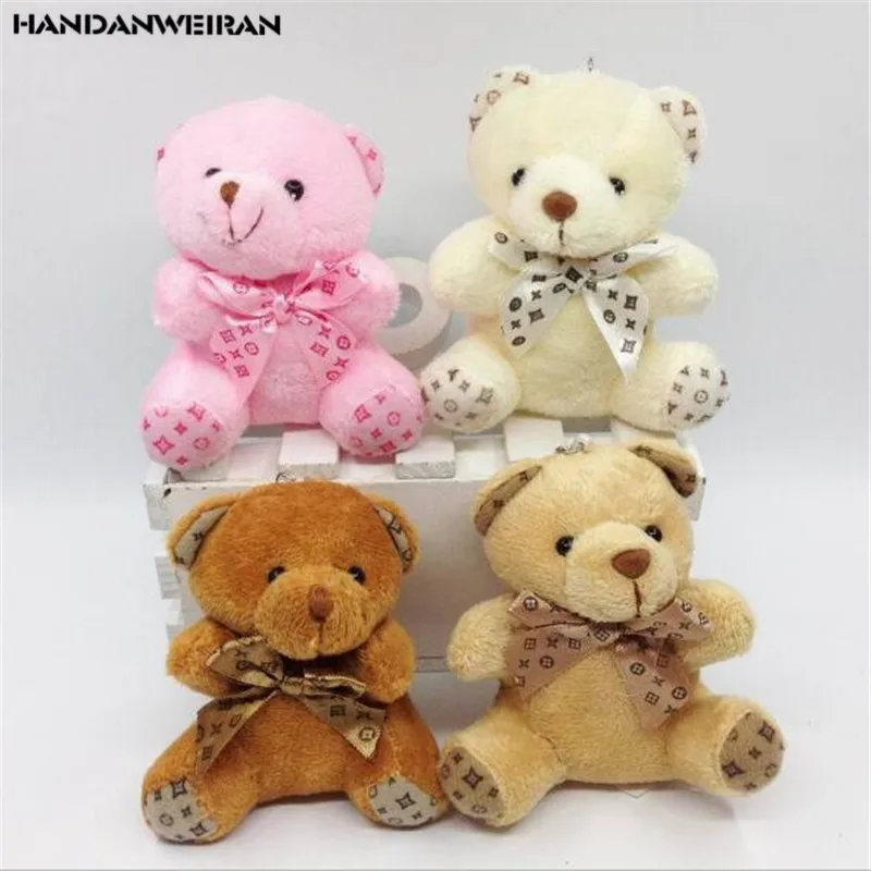 1PCS 10cm Plush Stuffed 4colors The Toys New Lovely Bow Knotted Bear Plush Pendant Stuffed Valentine's Day Gift For Children