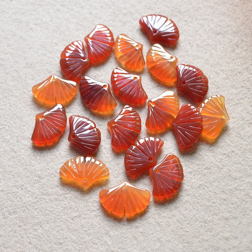 5pc Carved Ginkgo Leaf Gem Stone Loose Bead Natural Stone Beads For Jewelry Making Components DIY Accessories 22x 15mm DYL0108