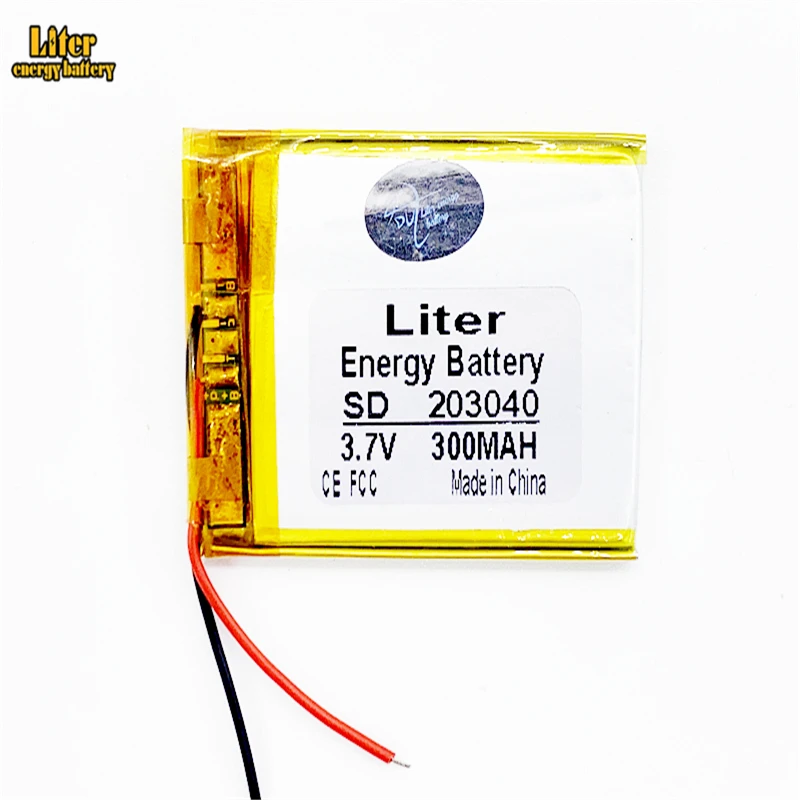 li po rechargeable battery 203040 300mah 3.7v 253040 ultra thin lithium polymer battery