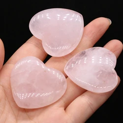 1PC Natural Stone Rose Quartz Heart Chakra Healing Reiki Gem Home Decor DIY Gift Fashion Jewelry Charm Accessories 40mm