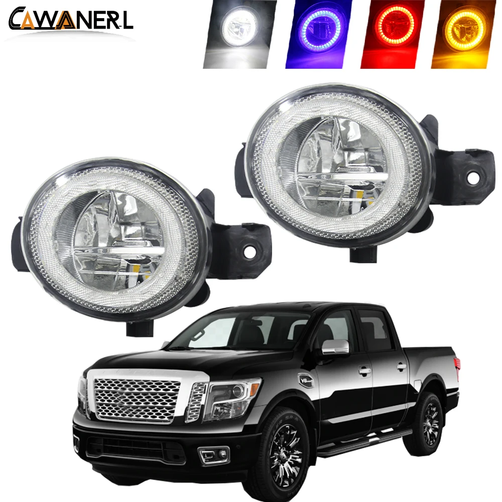 

2 Pieces LED Angel Eye Fog Light For Nissan Titan 2016 2017 2018 2019 Car Fog Lamp Daytime Running Light DRL 4000LM H11 12V