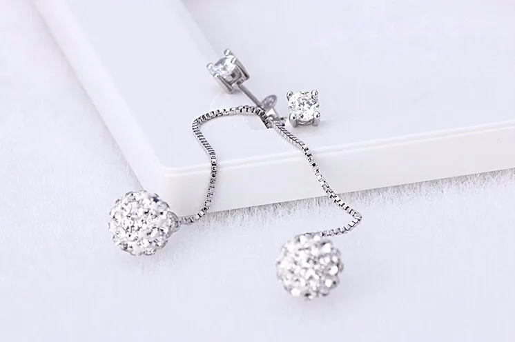 Wholesale Fine Jewelry New Design Rhinestone Crystal 925 Sterling Silver Long Drop Earrings for Women Girls Gift