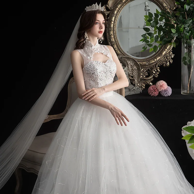 Mais tamanho nupcial branco vestidos de casamento para as mulheres clássico laço flor rendas até vestido de baile vestidos de noiva