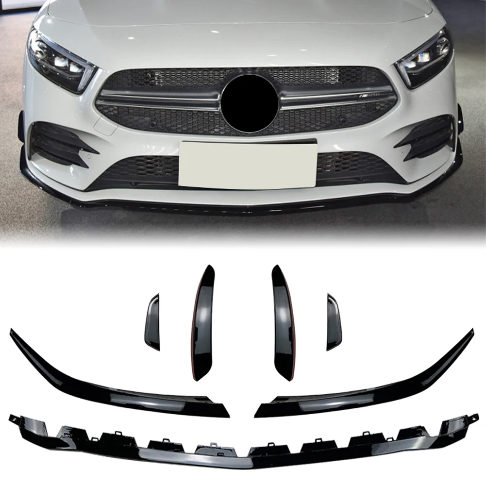 

For Mercedes Benz A Class W177 A180 A200 A220 For A35 AMG 7Pcs/SET Car Front Bumper Lip Splitter Spoiler Kit Side Canards Trim