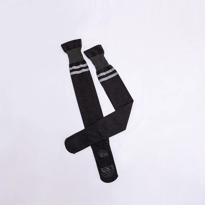 Women\'s Long Sports Socks Two Striped Pattern Over-knee High Stocking Black Gray Color High Elastic Slim Thigh Stockings