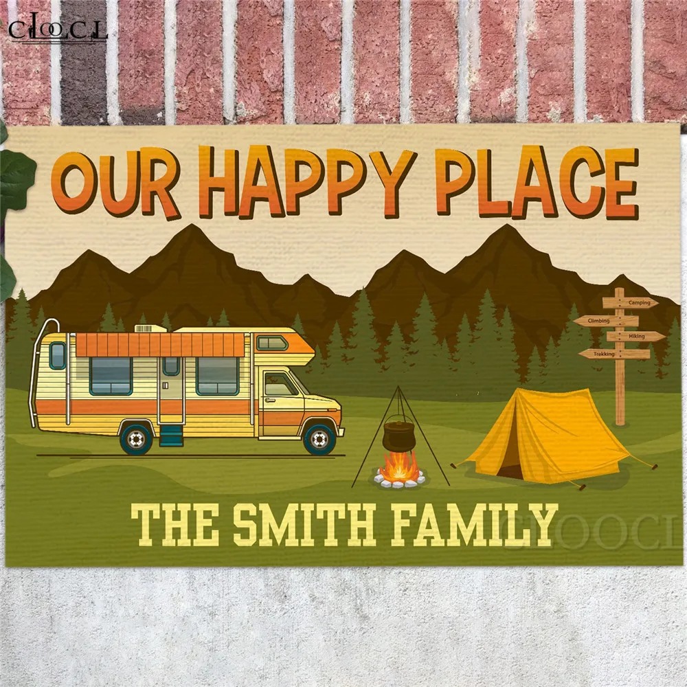 HXCamping Lover Floor Mats 3D Graphic DIY Name Making Memories One Campsite At A Time Doormat Indoor Carpet Kitchen Mat