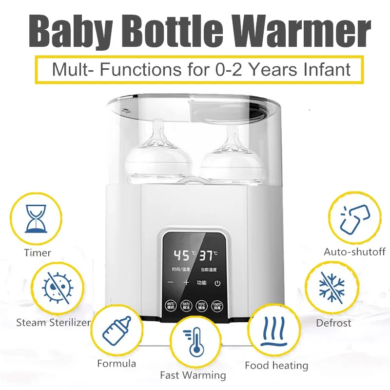 6 in 1 Baby Flasche Wärmer & Flasche Sterilisator, Doppel Flasche Wärmer für Brust Milch, LCD Display Genaue Temperatur Control