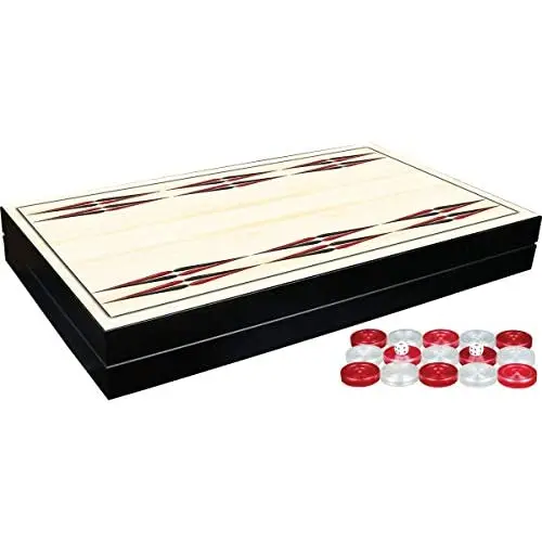 LaModaHome English White Backgammon Set, Wooden, Board Game for Family Game Nights, modern Elite Vinyl Unscratchable Backgammon for A