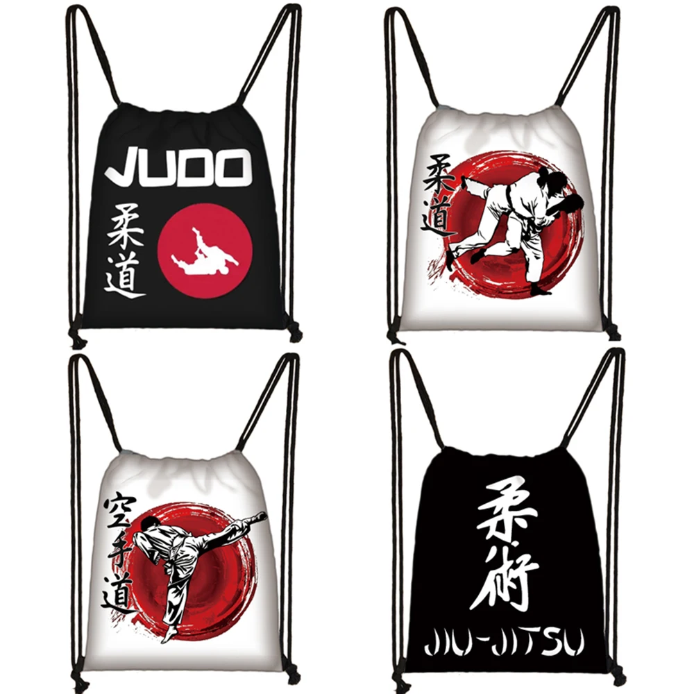 Cool Martial Art Judo / Taekwondo / Karate / Aikido Jujitsu Drawstring Bag Boys Girls Travel Bag Men Storage Bag Causal Backpack