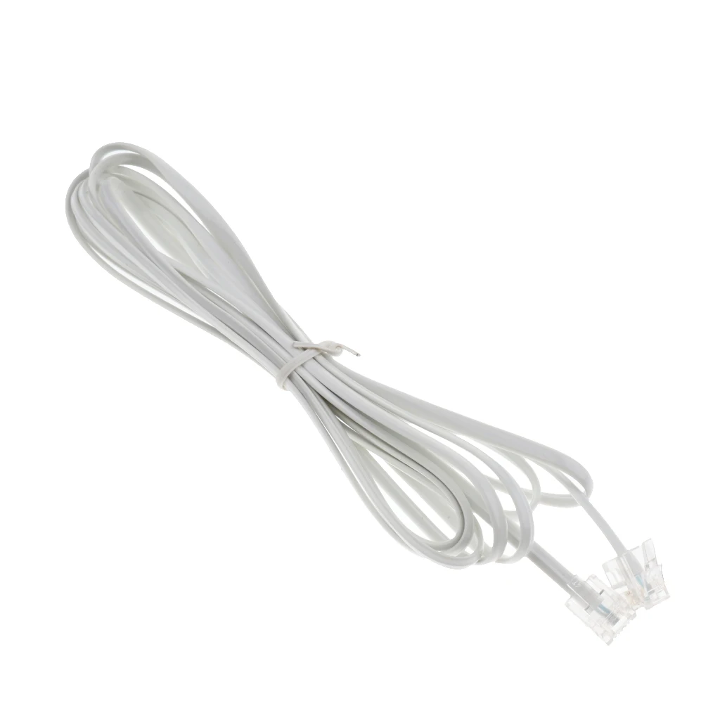 

10 Feet Telephone Landline Extension Cord Cable Line Wire with Standard RJ-11 6P2C Plugs (White 2.4m ,1Pack)