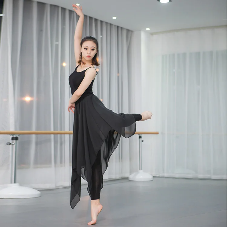 Pantalon de Ballet moderne en mousseline de soie, vêtements d'exercice irréguliers pour adultes, jupe latine classique, grande balançoire, pantalon de Yoga