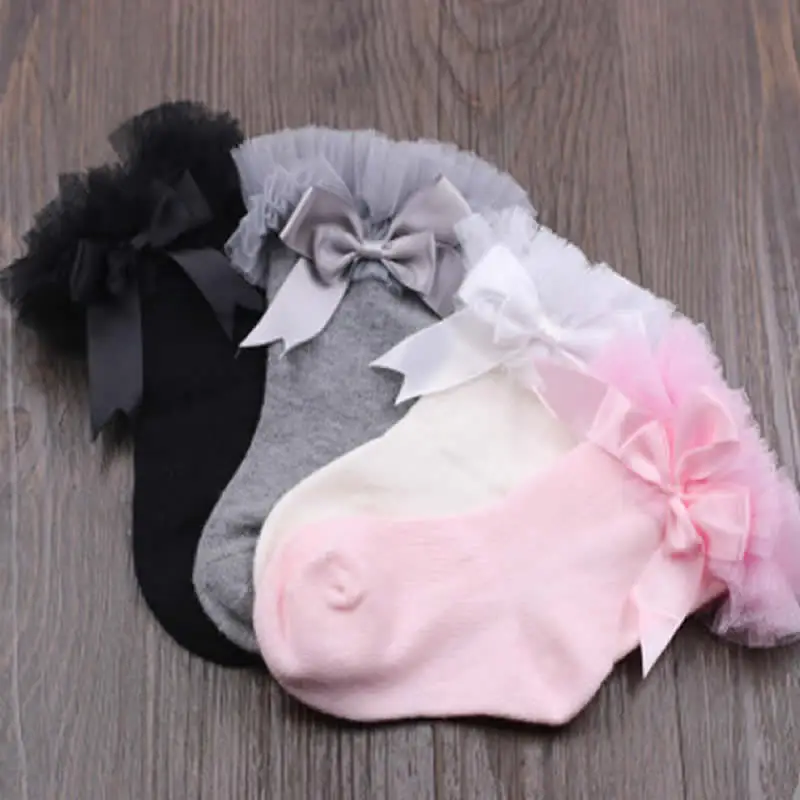 Girls lace socks spring autumn period newborn toddler baby knee high socks cotton baby princess lace legwarm knee socks infant