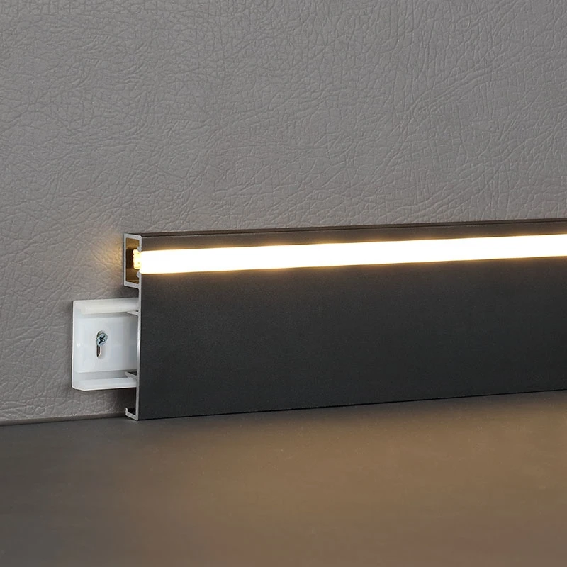 1m Per Piece 50mm 78mm LED Aluminium Profile Baseboard Hard Bar Light Suface Mounted Metal Wall Skirting Channel Linear Lamp