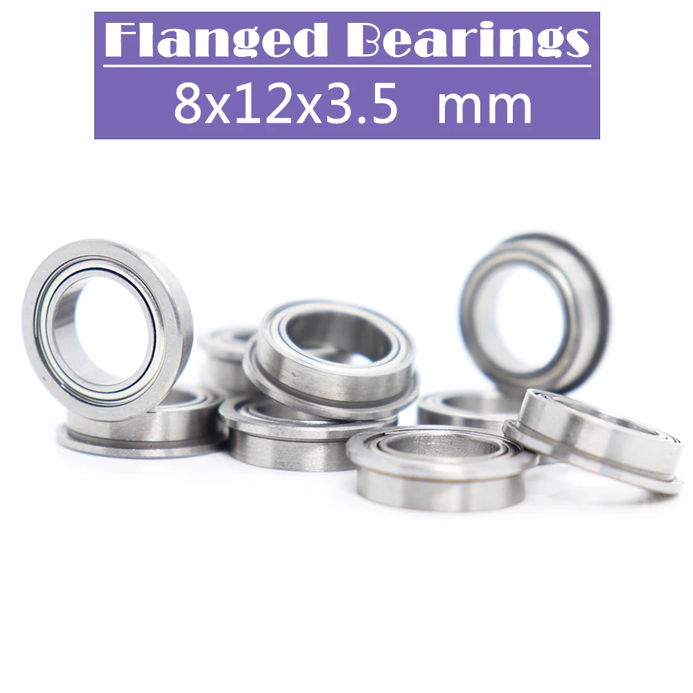 SMF128ZZ Flange Bearing 8*12*3.5 mm ( 10 PCS ) Double Shielded Stainless Steel Flanged SMF128 Z ZZ Ball Bearings SMF128Z