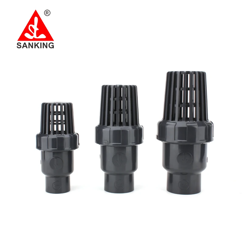 Sanking UPVC 20-63mm Single Union Swing Foot Valve PVC Plastic Foot Valves Foot Valve For Water