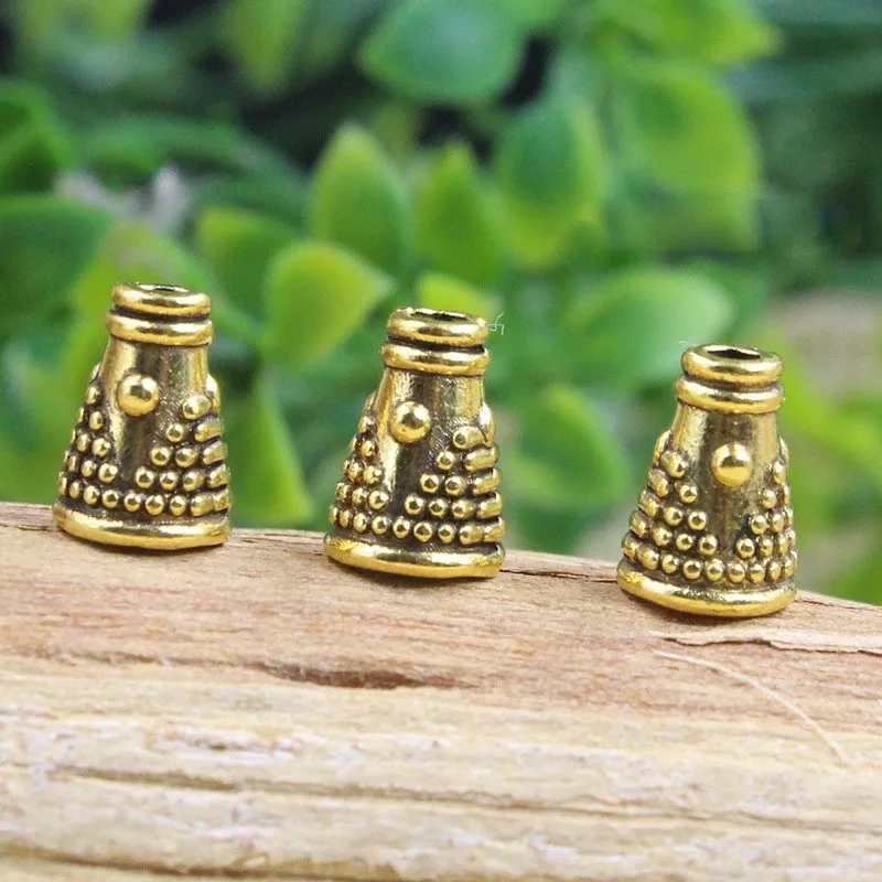 100pcs Classic Tower Shape Metal Bead Caps Receptacle 8x6mm Antique Gold/Silver Color Tassel End Caps DIY Jewelry Findings