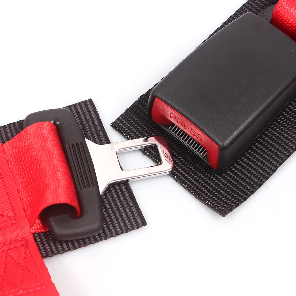 RASTP-2\'\' Universal Four-Point Seat Belt For Racing Trucks Big Red Buckle Seat Belt Car Buckle Wiring Harness For Car RS-BAG048