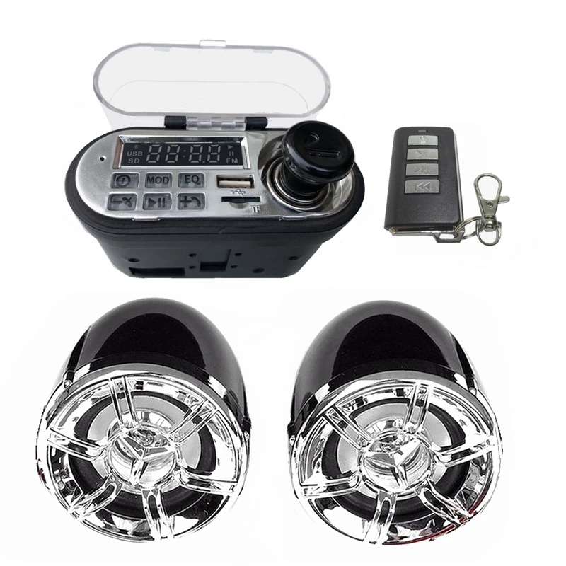 

Motorcycle o Sound System Stereo Speaker Waterproof Motorbike Scooter FM Radio Bluetooth USB TF MP3 Music Player Kit