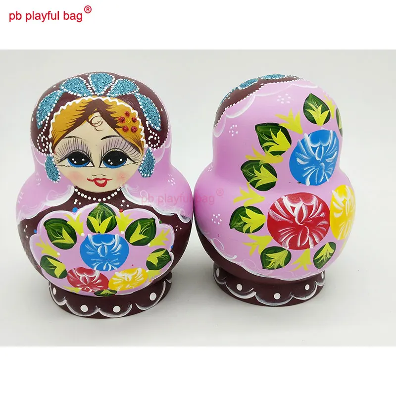 PB Playful bag Ten story beautiful flower girl Russian dolls wooden parent child interactive toy set creative funny gift HG63