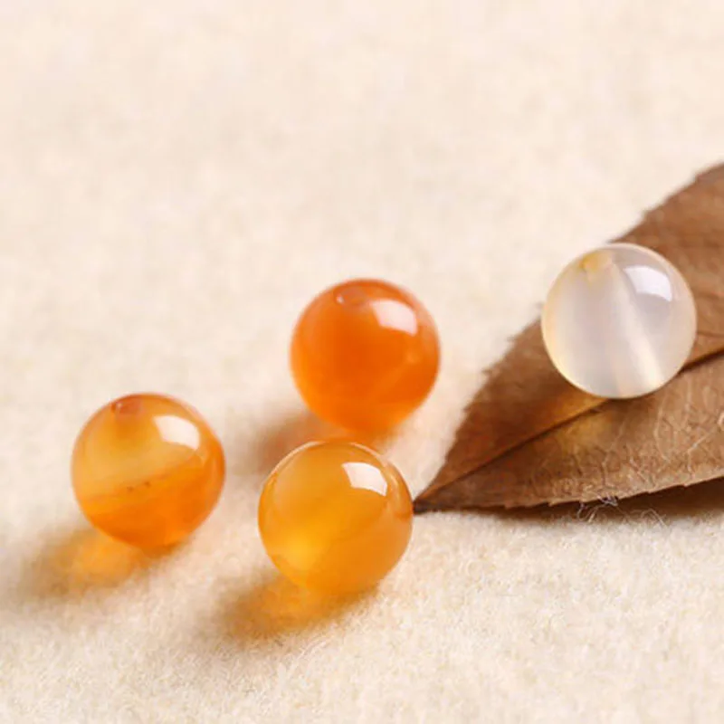 4A Natural Yellow White Agate Quartz Crystal Single Bead DIY Jewelry Making