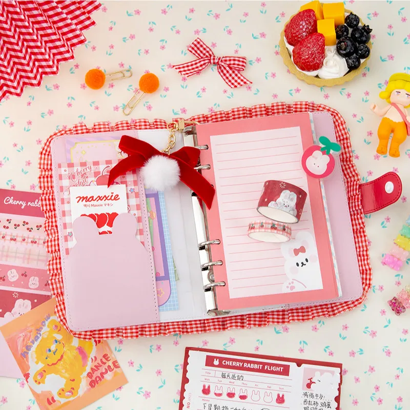 Kawaii girl heart hand book super cute hand book cute hand book gift box set bow pendant cute embroidery sticker set