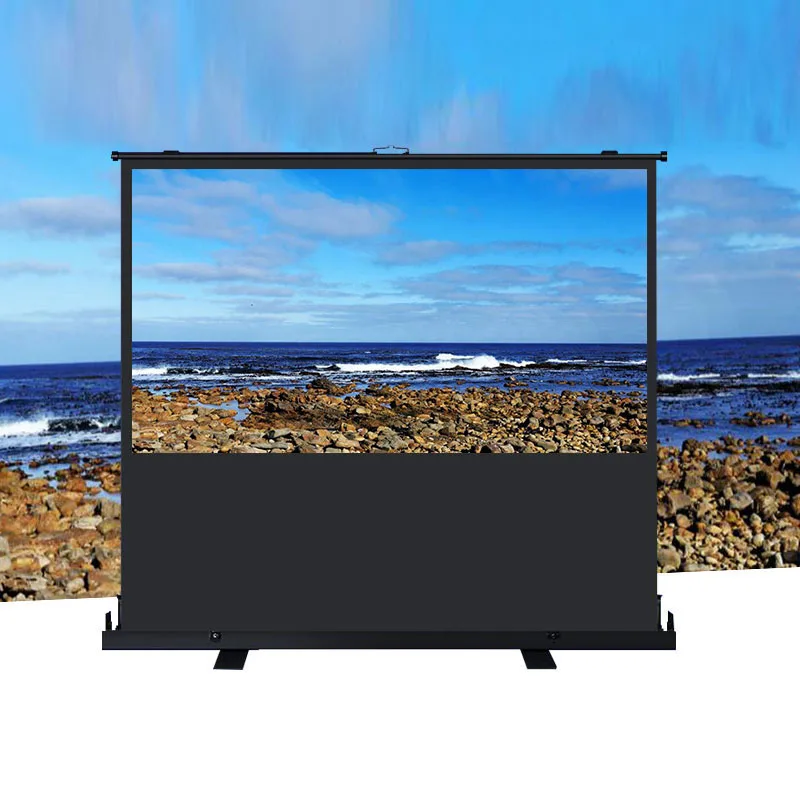 

Hot 60-100 Inch Portable Floor Standing Pull Up Projector Screen 16:9 Projection Curtain for Theater Conference Outdoor