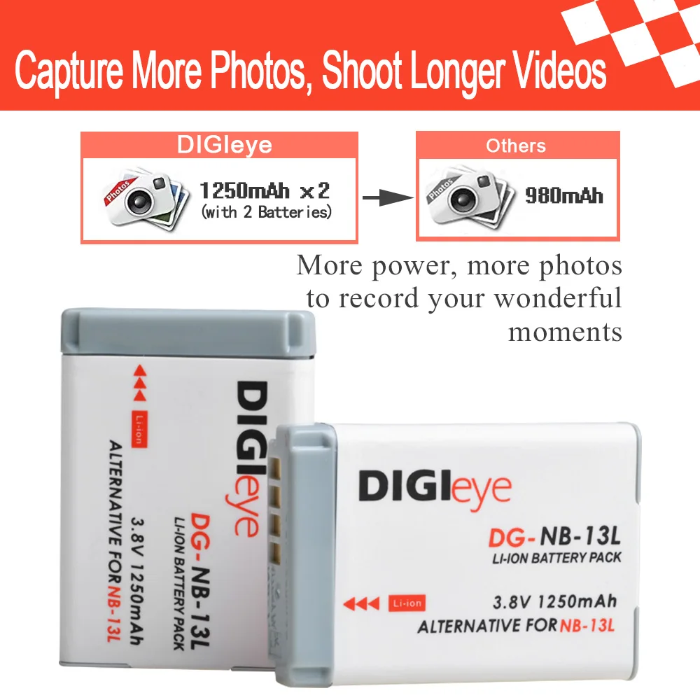 NB-13L NB13L Battery/Dual Charger with Type C for Canon PowerShot G5X G7X G7X Mark II G9X G9X Mark II SX620 SX720 HS