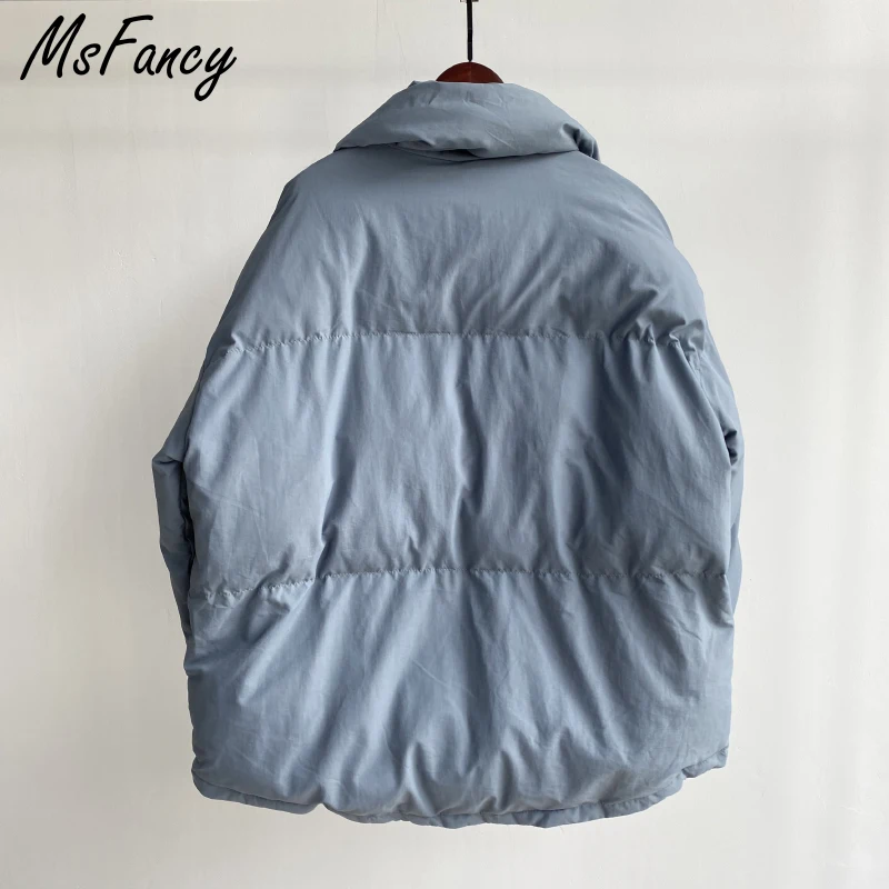 Msfancy Winter Coats Women Korean Fashion Zipper Puffer Jacket 2021 Casual Doudoune Femme Outwear