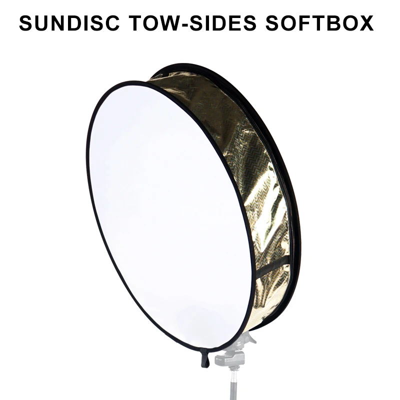 Sundisc-difusor de Flash redondo de dos lados, Gold Softbox Wave/Slive para Speedlite para Nikon/Canon/Sony/YongNuoer/Godox, 24 "(60cm)