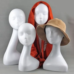 White Abstract Mannequin Female Head Model Dummy Hair Hats Glasses Necklace Headscarf Scarf Display Holder Shop Supplies